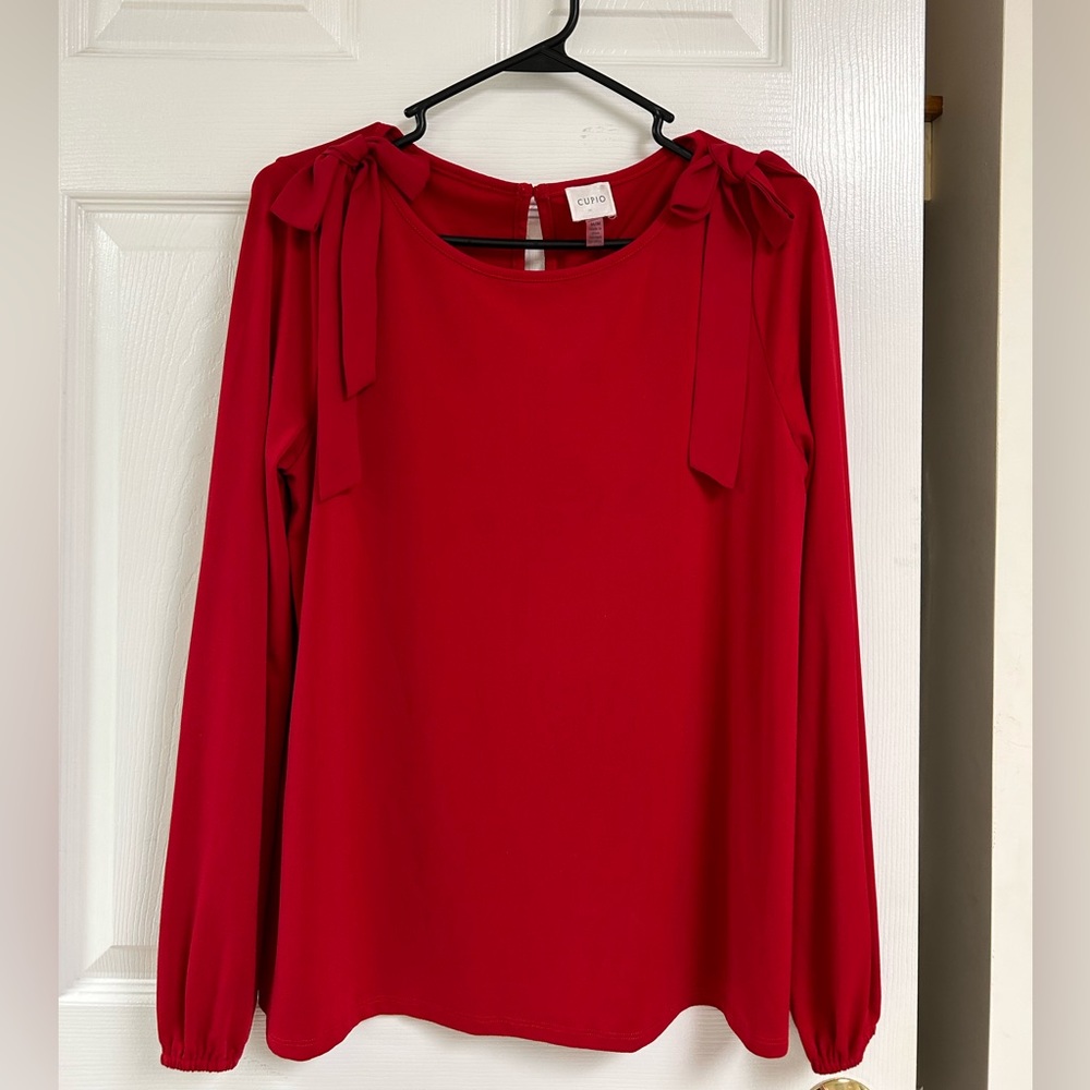 Cupid red long sleeve red elastic blouse stretchy fabric size M